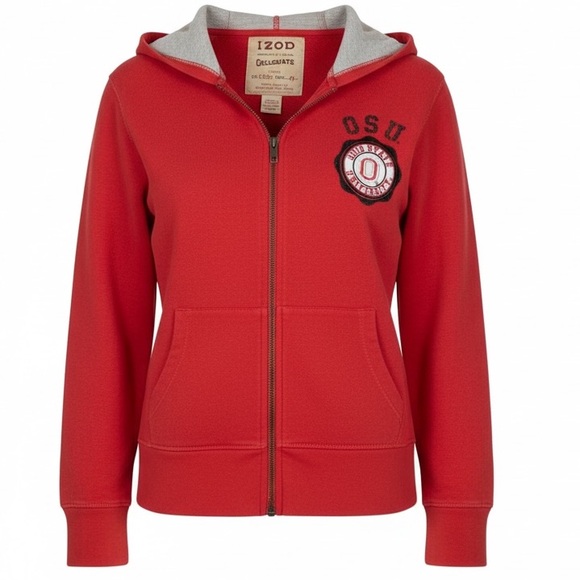 Izod Tops - Ohio State Red Hoodie Front Zip Pockets Size Medium Great Condition